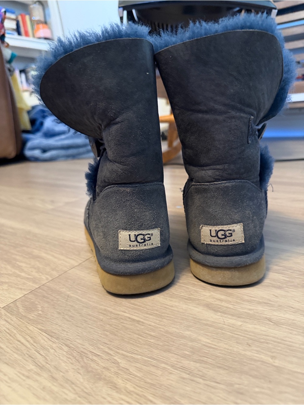UGG Navy Suede Button Boot